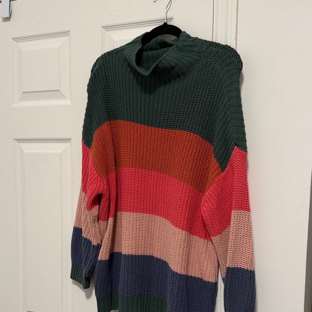 American Eagle Outfitters Multicolor Striped Turtleneck Sweater